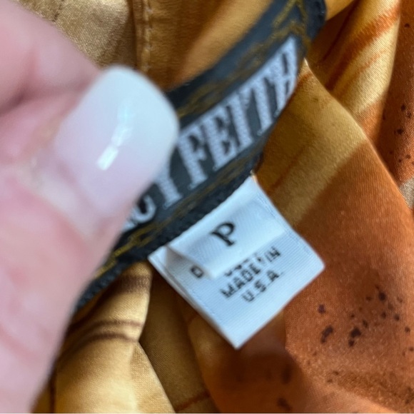 Tracy Feith Boho Vintage Mini Dress XS Stripe Retro Tunic Lace Trim V-Neck - Picture 12 of 15